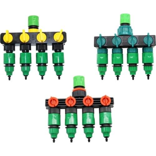 1/4"-3/8" Hose Splitters Garden Drip irrigation Tap Adapter 4-way Water Hose Connectors Garden Supplies 1 Pcs