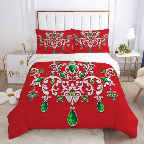Luxury Bedding Set Red 3D Duvet Cover Set with Zipper Bed Linen Quilt/Comforter Coves King Queen Single Twin Size Bedclothes