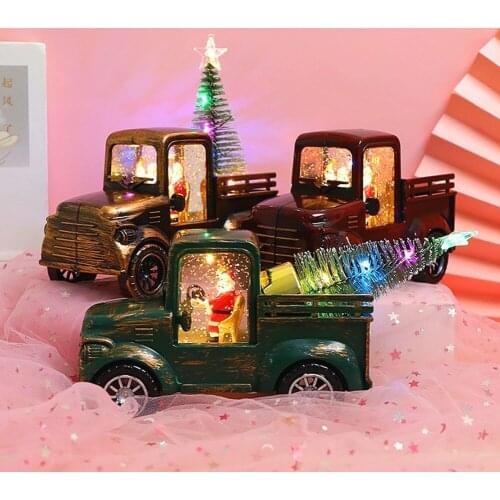 Christmas Decoration Santa Drive Truck Tractor with Christmas Tree Creative Ornaments Home Festival Decor Xmas Gift for Children
