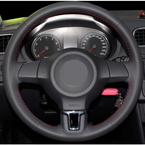 DIY Black Faux Leather Breathable Car Steering Wheel Cover For Volkswagen Golf 6 Mk6 VW Polo Sagitar Bora Santana Jetta MK5
