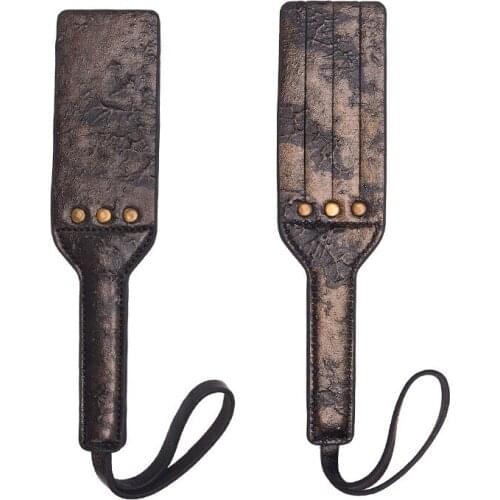 Sex Toys For Couples Men Women SM Erotic sexy toys Rivet Cowhide Leather Whip Bdsm Spanking Paddle Bondage Flogger Wooden Handle