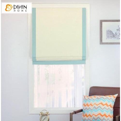 Modern Blue Striped Curtains Cotton/Linen Light Filter / Full Blackout Roman Shades Window Curtains For Living Room