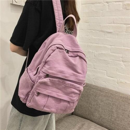 Women Backpack Large Capacity Female Schoolbag for Teenage Girls Daily Leisure Daypack Casual Canvas School Bags Solid