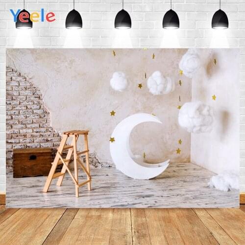 Yeele Baby Room Birthday Party Brick Wall Moon Clouds Chair Background Photo Studio Photography for Decoration Customized Size