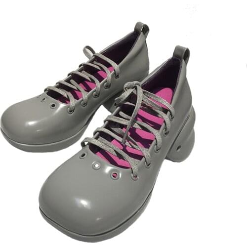 2020 Retro Style Pumps Women Shoes Platform Chunky Lace up Shoes Women Punk Style Round Toe Pumps Female zapatos de mujer