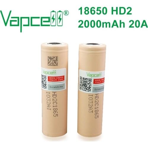 100% Original Vapcell 18650 2100mAh 20A HD2C 3.7V rechargeable li ion battery for flashlight power tools batteries free shipping