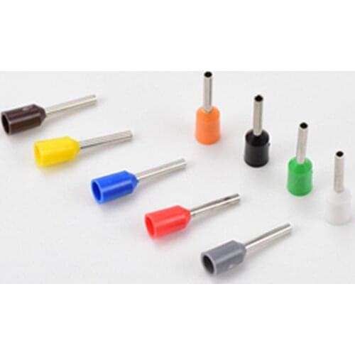 100pcs/Pack E0508 E7508 E1008 E1508 E2508 E4009 E6012 Insulated Ferrules Terminal Block Cord End Wire Connector Electrical Crimp