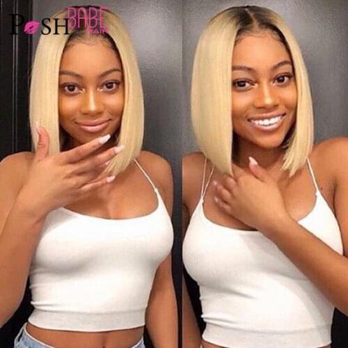 1B 613 Blonde Ombre Bob Lace Front Wigs Remy 4x4 Closure Wig Short Human Hair Wigs Brazilian Straight Lace Front Human Hair Wigs