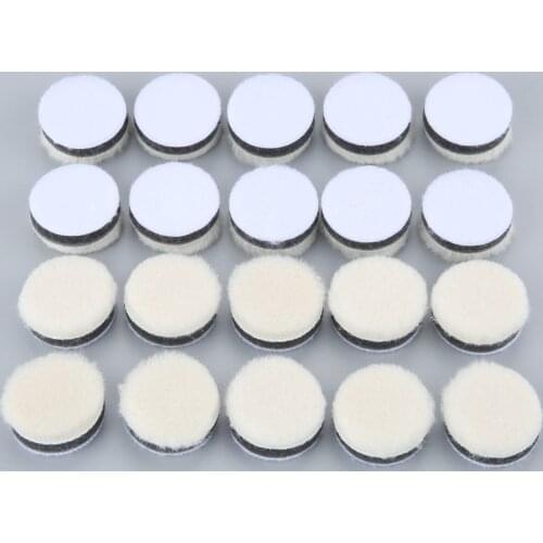20pcs 1inch Wool Polishing Pads Buffing White Diameter 2.54cm Car Polisher Glass Polishing Detail Mirror Finish Cleaning Tools