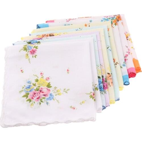 20x Lady Girls Mixed Soft Cotton Handkerchiefs Retro Party Formal Hanky 12
