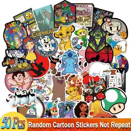 50 Pcs Random Cute Cartoon Anime Character Sticker Best Kids Toy for Luggage Car Laptop Bike Motorcycle Notebook Matte Stickers