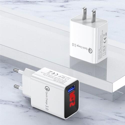 Mobile Phone Charger Quick Charge QC 3.0 18W Fast Charging EU US Plug Adapter Wall USB Charging For iPhone X XS 8 Samsung Xiaomi