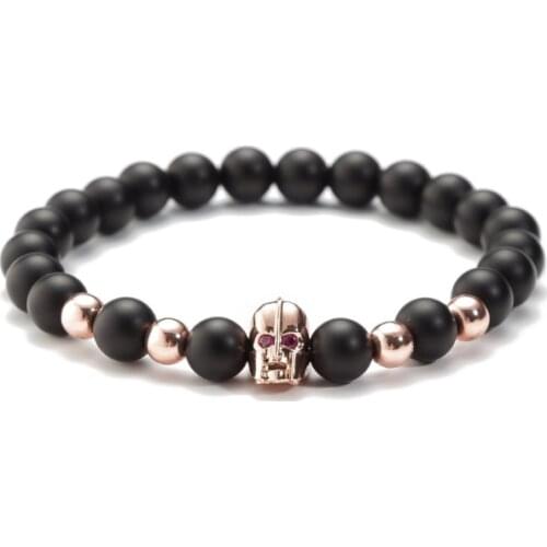 Skull 8mm bohemian multicolor Agate beads Chakra Reiki Buddha Yoga Bracelet elastic adjustable Volcanic Stone Bangles ujg4d