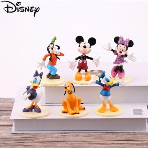 Disney Figure Toys Mickey Mouse Minnie Donald Duck Daisy Pluto Goofy Action Figure Model Dolls Kids Gift Car Cake Decorations
