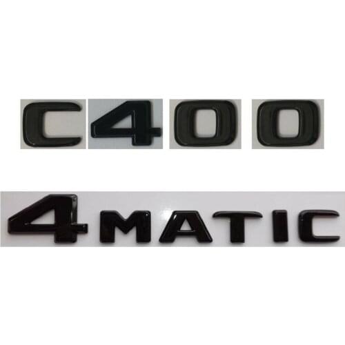 Glossy Black Trunk Letters Emblems Badges Sticker for Mercedes Benz C400 4MATIC