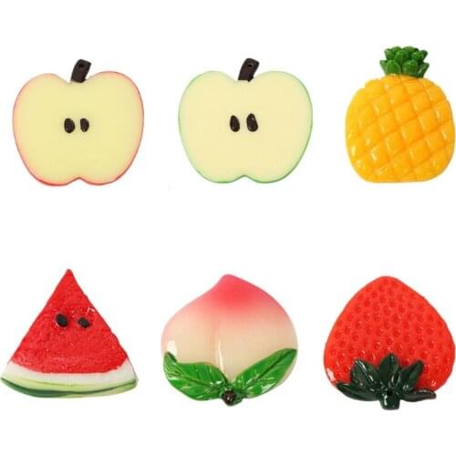 10 Pcs Artificial Pineapple/Watermelon/Peach/Strawberry Slices Blocks Simulation Fake Fruit Model Mini Photography Props
