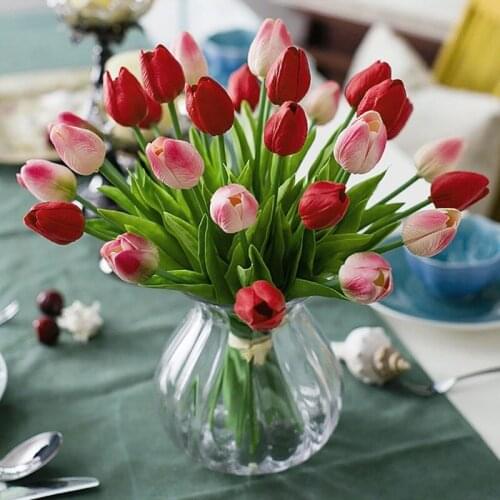 5PCS Tulip Artificial Flower Real Touch Artificial Bouquet Fake Flower for Wedding Decoration Flowers Home Garen Party Decor