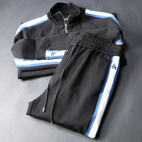 JSBD brand suit men splice color stand collar fall shoulder sleeve two-piece autumn and winter thick jogging suit men