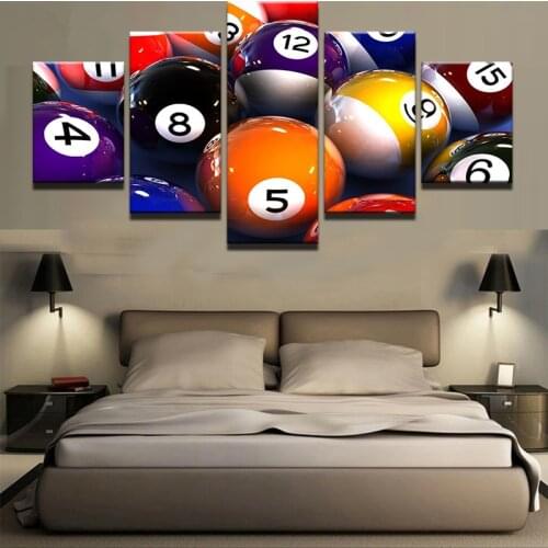 Canvas Painting Wall Art Printed Poster 5 Piece Beautiful Color Billiard Landscape Pictures For Living Room Home Decor Framework