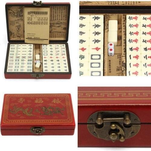 Mah-Jong Chinese Numbered Mahjong Set 144 Tiles Mah-Jong Set Portable Chinese Toy Party Game Board with Box English manual