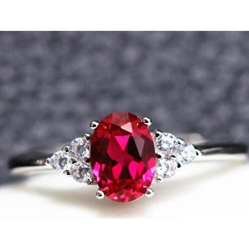 Classical High-end AAA Red Zircon Handmade Ladies Engagement Open Rings Ellipse Adjustable Rings Female Fashion Jewelry Gifts