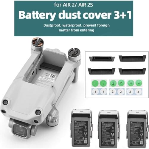 Drone Body+Battery Charging Port Cover Anti Dust Protection Plugs Cap for DJI Maci Air 2 Accessories with Battery Serial Sticker