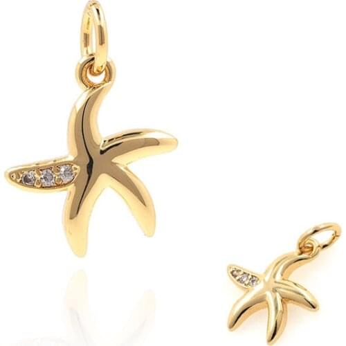 Cubic Zirconia Delicate Star Starfish Accessories Necklace Jewelry Charm Pentagram Jewelry 16x11.2x2.1mm