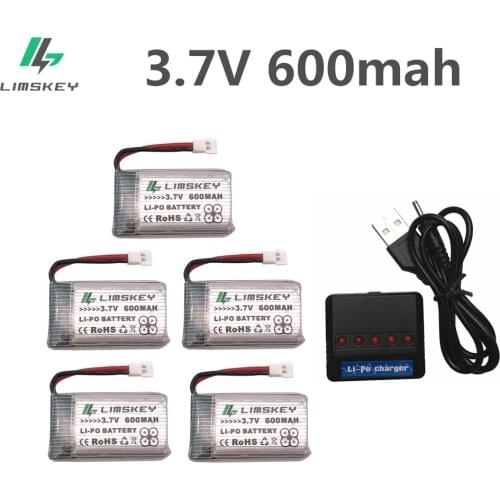 5PCS 3.7 V 600 mAh Lipo Battery With 5 in1 charger for Syma X5 X5C X5S X5SC X5SW RC quadcopter Helicopter RC aircraft
