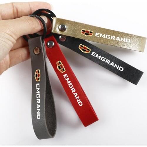 Metal Stainless Steel Car Key Ring Leather Keychain Key Ring Chain for geely emgrand ec7 emgrand 7 ec8