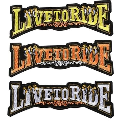 Live To Ride,Ride To Live Punk Motorcycle Biker Cool Jacket Patch Embroidered Big Iron on Morale Slogan Patch