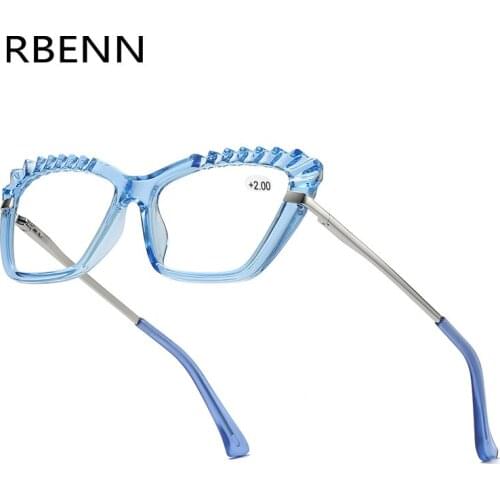 RBENN 2020 New Cat Eye Reading Glasses Women High Quality Tr90 Anti Blue LIght Computer Reading Eyeglasses +0.75 175 2.75 5.0