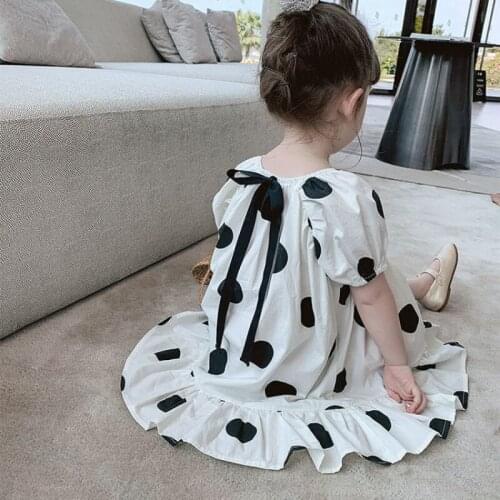 Girl Clothes Girls Dress Summer New Short-sleeved Polka-dot Dress Princess Dress Flower Girl Dresses for Weddings Luxury Dress