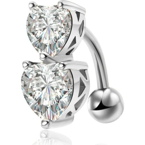 Double Heart Belly Button Rings Belly Bar Navel Piercing Jewelry Hot Summer Women Jewelry Navel Piercing Belly Nombril