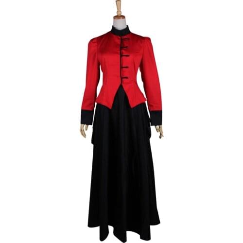 Civil War Dress Gothic Lolita Medieval Victorian Southern Belle Dress Red And Black Adult Women Halloween Cosplay Costume