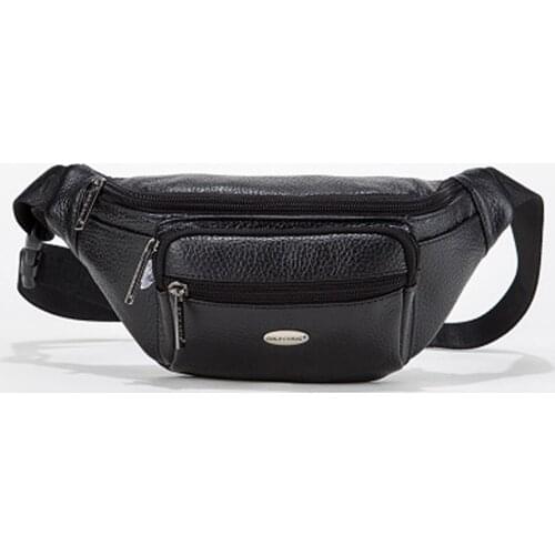 GOLD CORAL Genuine Leather Casual Fanny Pack Belt Waist Bag For Men Phone Pouch Travel Bum Hip Waist Pack Mens Phone Case Bag