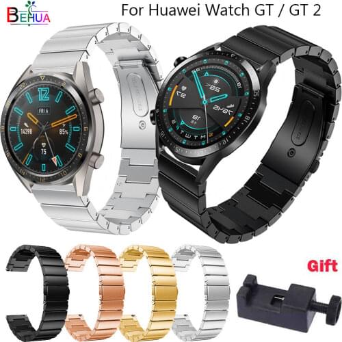 22mm watch band For Huawei Watch GT 46mm /42mm Replacement Stainless Steel Straps For HUAWEI WATCH GT 2 46mm metal bracelet band