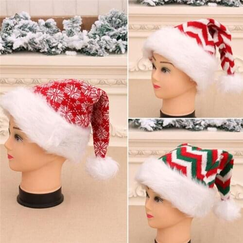 Light Cotton Christmas Hat Knit Up Beanie Hat Kids Adult Children Cap Christmas Party Decoration New Year Gifts