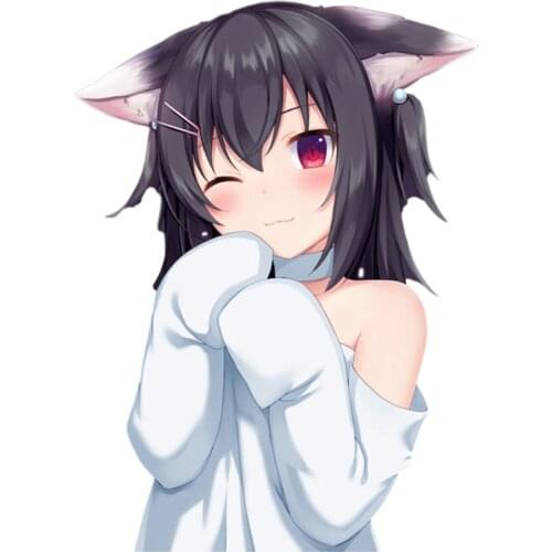 Three Ratels QC39 Kawaii maid as cute cat ear vinyl japanese anime stickers for bathroom laptop decoration