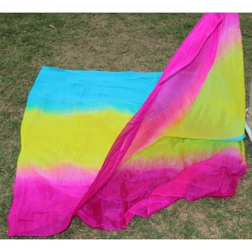 2016 high quality cheap dance veils womens sexy 100% silk belly dance veil wholesale turquoise+yellow+rose