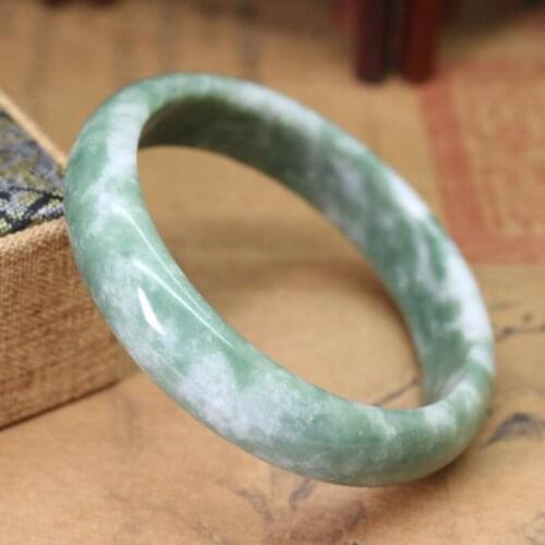 Womens Floating Flowers Bangles Light Green GUIZHOU Jade Bracelets Gift for Females Fine Jade Jewelry