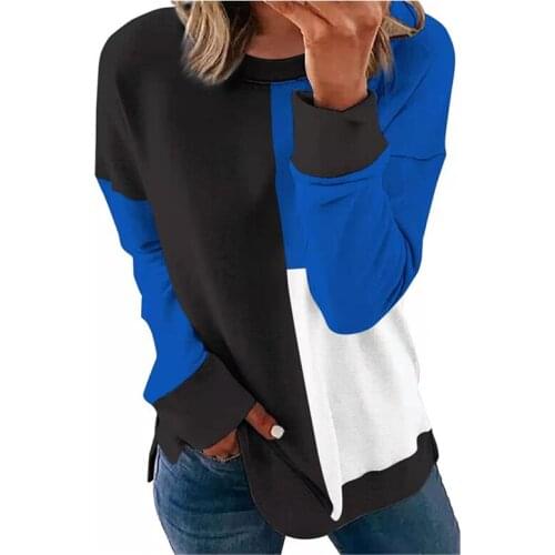 15 Colors Patchwork Gradient Print O-Neck Loose Long Sleeve T Shirt Women Casual Streetwear Flame Print Fashion Tops Autumn 2021