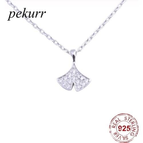 Pekurr 925 Sterling Silver Zircon Mermaid Tail Necklaces For Women Silver Whale Dolphin Tail Collar Pendants Fashion Jewelry