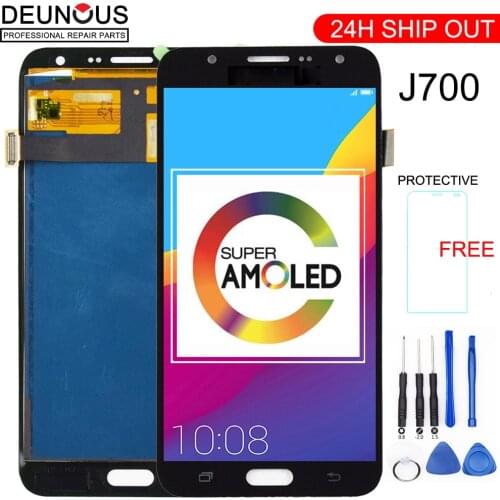 New For Samsung Galaxy J7 2015 J700 J700F J700H J700M AMOLED LCD Display Touch Screen Digitizer Assembly Phone LCDs