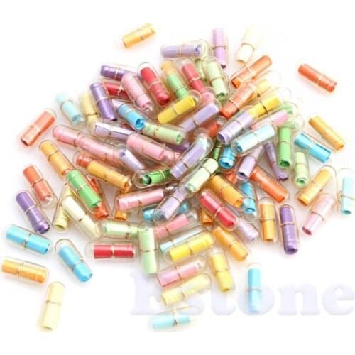 100PCs(approx.)/Pack Message in a Bottle Message Capsule Letter Love Pill Full Clear Wish Bottle With Paper Scrip Storage