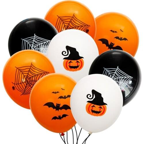 200pcs Bat Pumpkin Spider Web Witch Latex Balloon Halloween Party Holiday Black Orange Home Mall Supplies Celebration 12 Inch
