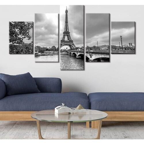5 Piece Posters and Prints Wall Art Canvas Painting Decorative Paris scene Picture Modern Home Decoration