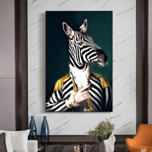 Noble Giraffe In A Suit Canvas Paintings on The Wall Art Posters and Prints Portrait of Mr. Giraffe Canvas Art Wall Pictures