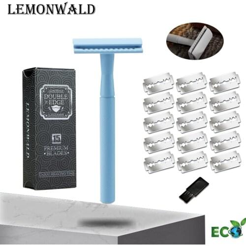 Lemonwald Blue Metal Double-Edged Razor With 5 Blades, Safe Shaving For Men And Women, The Best Gift For Lovers