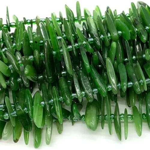 Veemake Canada Jade Slabs Slices Stick Teeth Drill Side Comb Beads For Jewelry Making Natural Necklace Bracelets Earrings 06883
