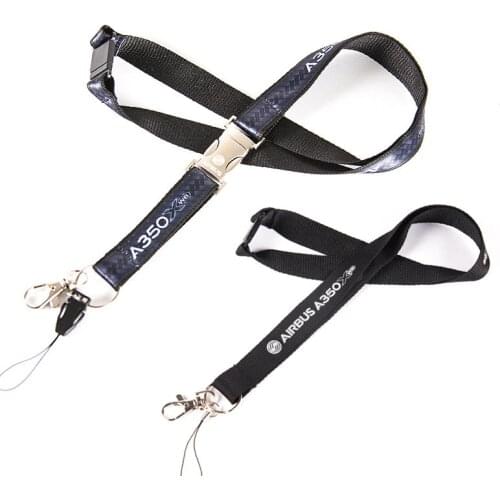 Airbus A350 Black Lanyard with Metal Buckle for Pliot Flight Crew 's License ID Card Holder Boarding Pass String Sling